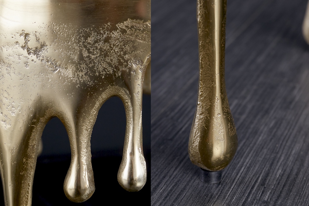 Extravaganter Beistelltisch LIQUID LINE 50cm gold Tropfen-Design Metall Aluminium rund