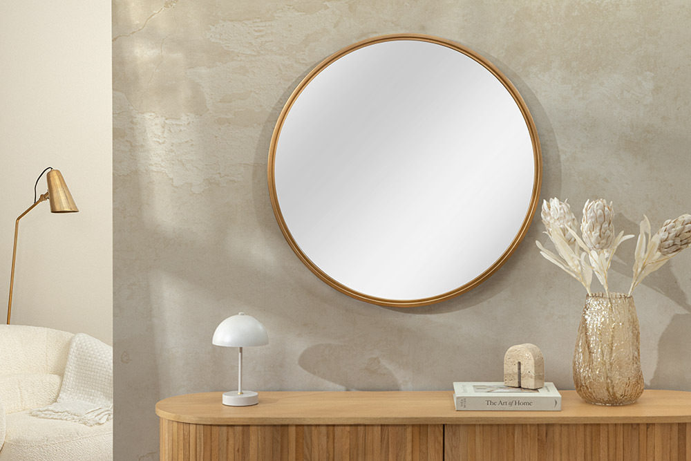 Runder Wandspiegel PORTRAIT 80cm gold Eisen handmade