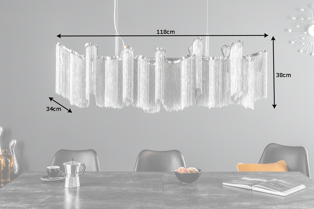 Extravagante Hängeleuchte ROYAL 120cm silber Hängelampe