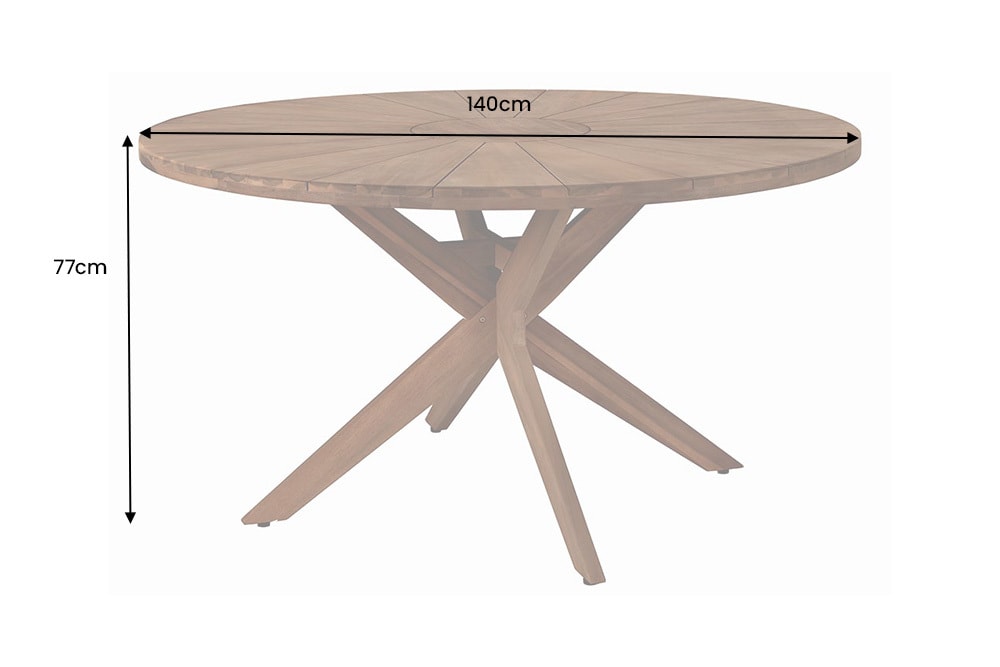 Runder Gartentisch KOPENHAGEN 140cm braun Akazienholz honey finish wetterfest