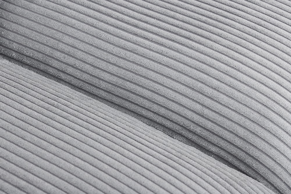Großes 3-Sitzer Sofa HEAVEN 200cm hellgrau Cord Federkern Hussensofa abnehmbarer Bezug