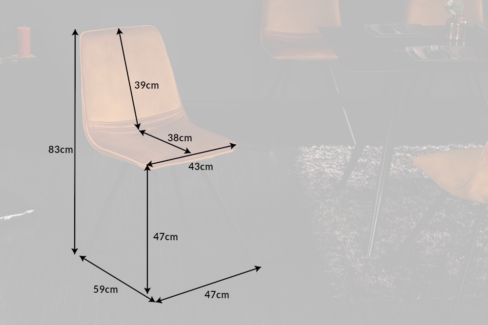 Retro Stuhl AMSTERDAM CHAIR senfgelb Samt Designklassiker