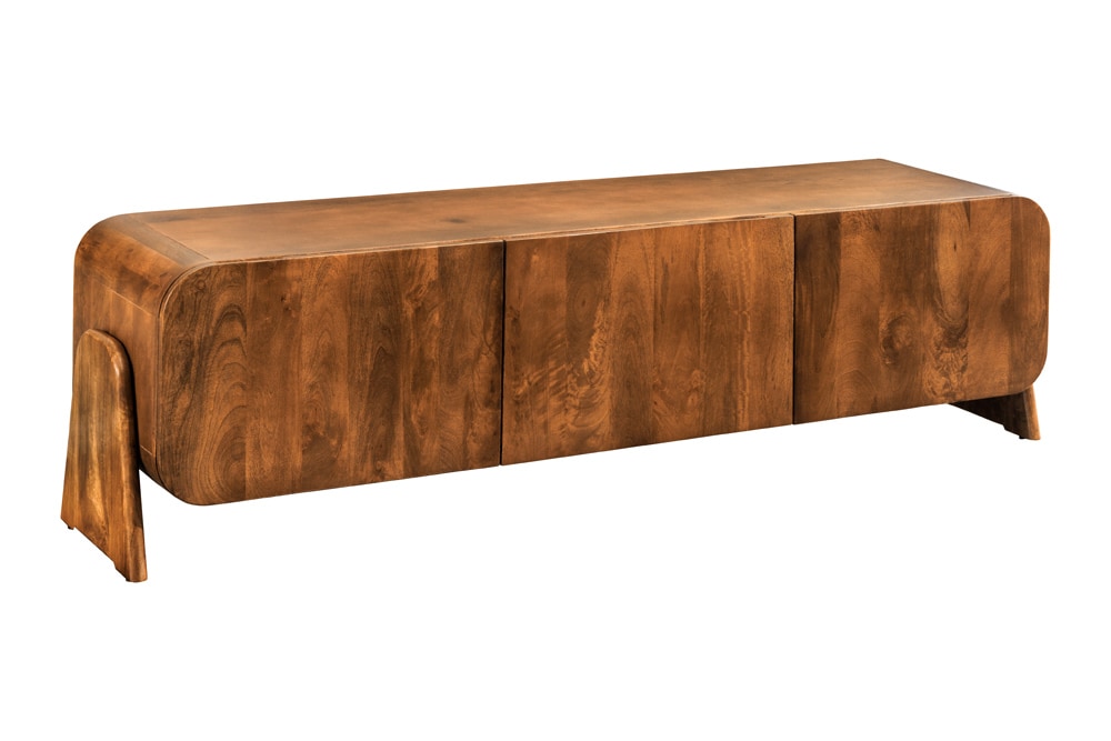 Massives TV-Board BRASIL 160cm braun Mangoholz drei Fächer Lowboard
