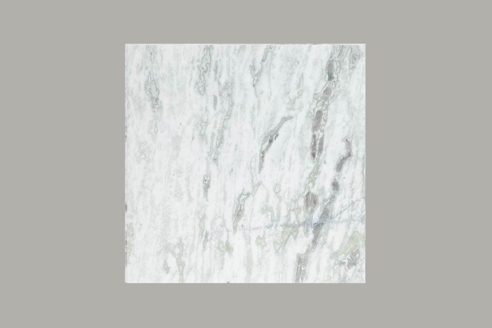 Eleganter Couchtisch ELEMENTS 50cm weiß mit polierter Marmor-Platte