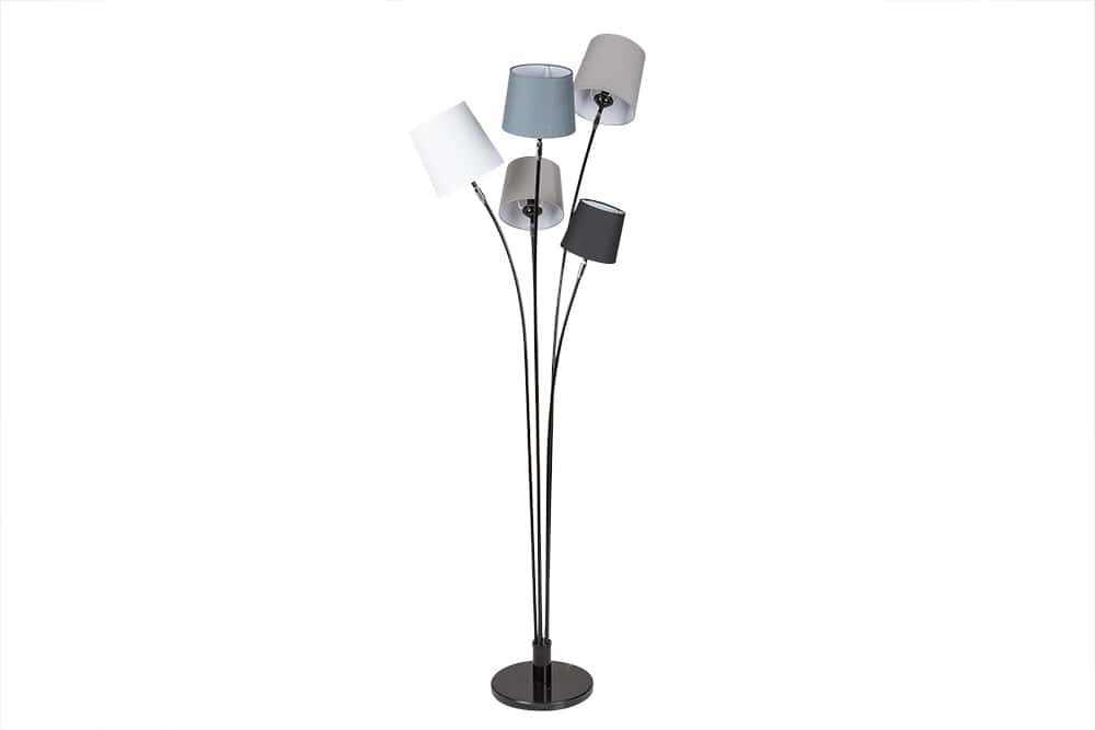 Design Stehlampe LEVELS 176cm schwarz grau mit 5 Leinenschirmen