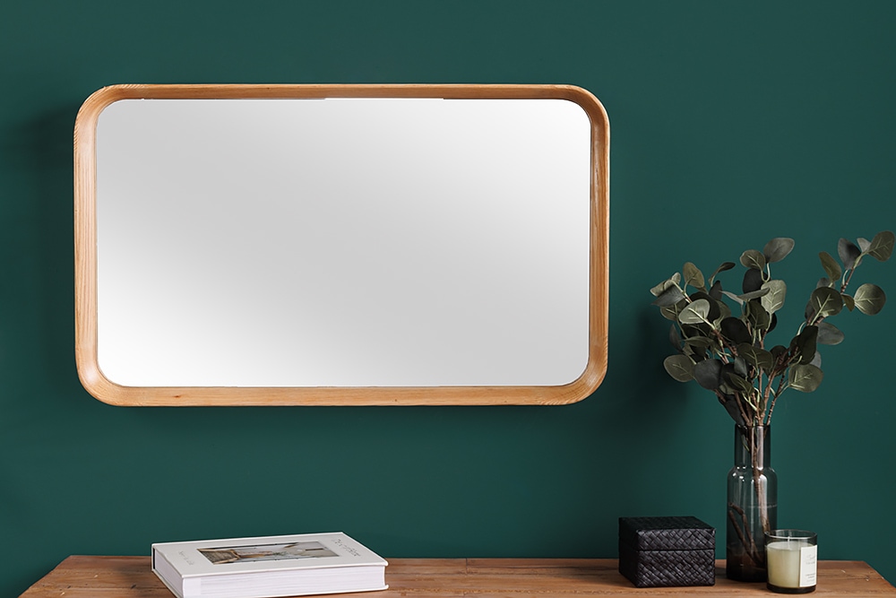Moderner Wandspiegel AMSTERDAM 80cm natur Eiche Massivholz handmade