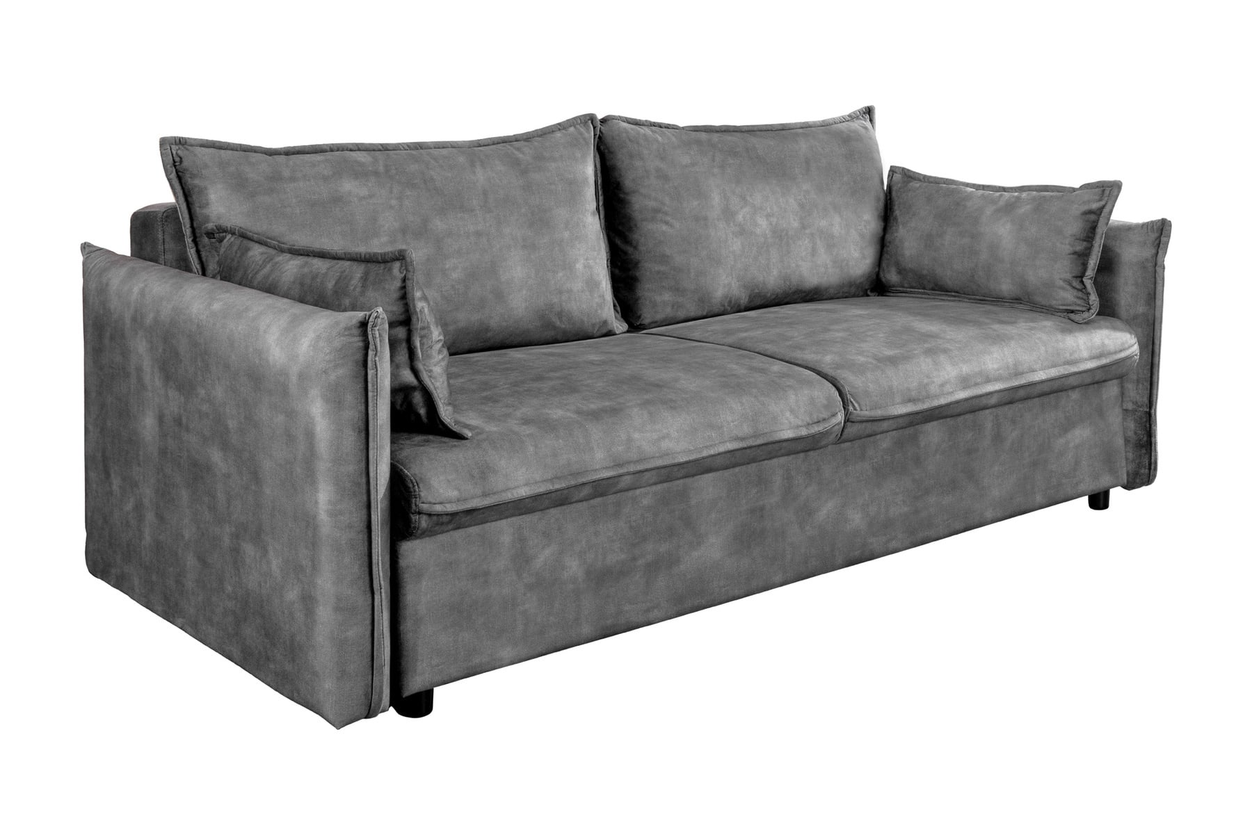 XXL Sofa mit Schlaffunktion APARTMENT grau Samt inkl. Bettkasten und Kissen