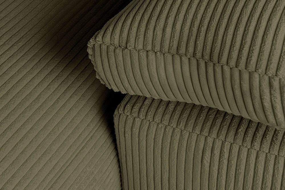 Design Ecksofa ATMOSPHERE XL 245cm grün Cord Federkern inkl. Kissen