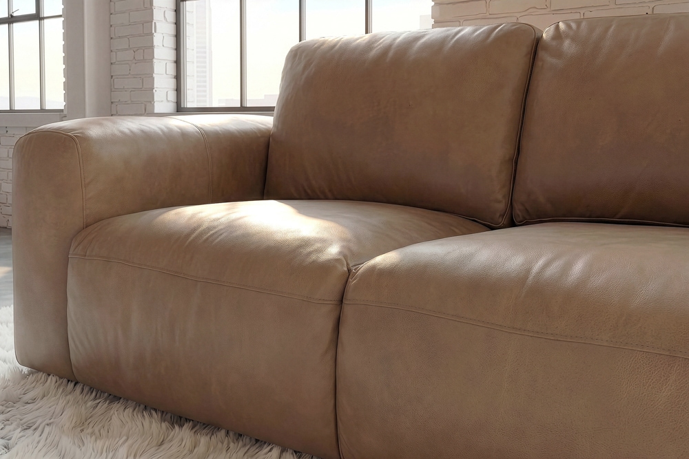 Echtleder Sofa BIG GEORGE 245cm cognac Taschenfederkern 3-Sitzer Couch
