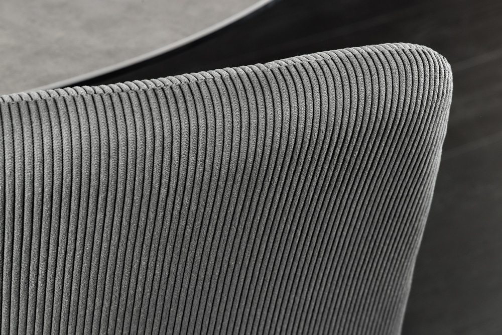 Moderner Design Stuhl TRES CHIC grau Cord schwarze Metallbeine Esszimmer