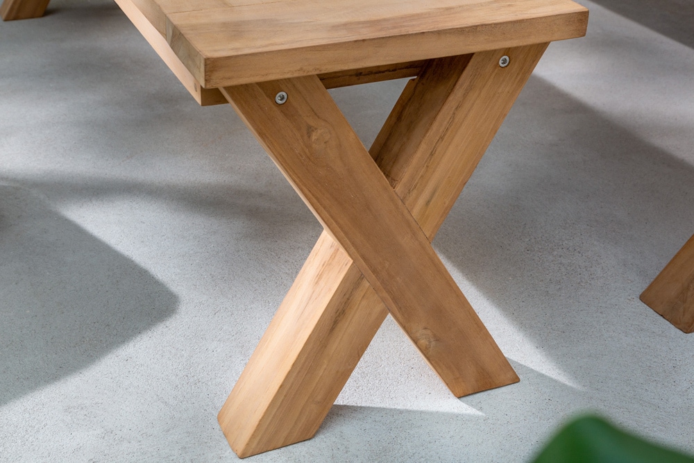 Massive Gartenbank EMPIRE TEAK 160cm natur Teakholz Outdoor-Sitzbank wetterfest