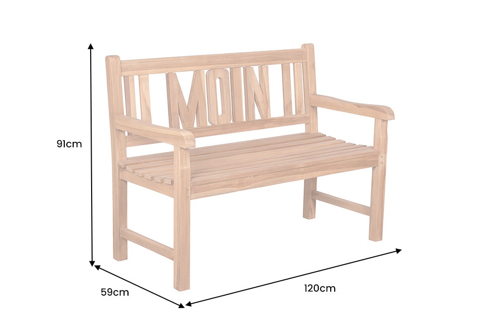 Massive Gartenbank EMPIRE TEAK Moin 120cm natur Teakholz