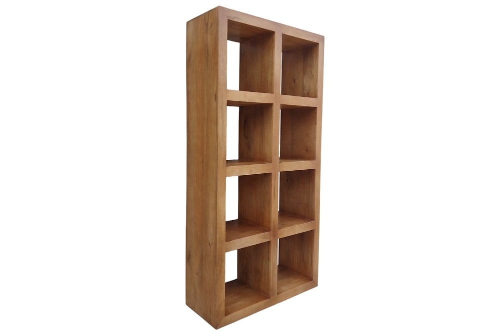 Massives Regal MAKASSAR 180cm braun honey finish Mangoholz 8 Fächer handmade