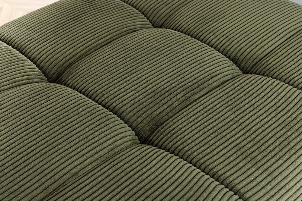 Moderner Hocker ELEGANCIA 110cm grün Cord mit Ziersteppung