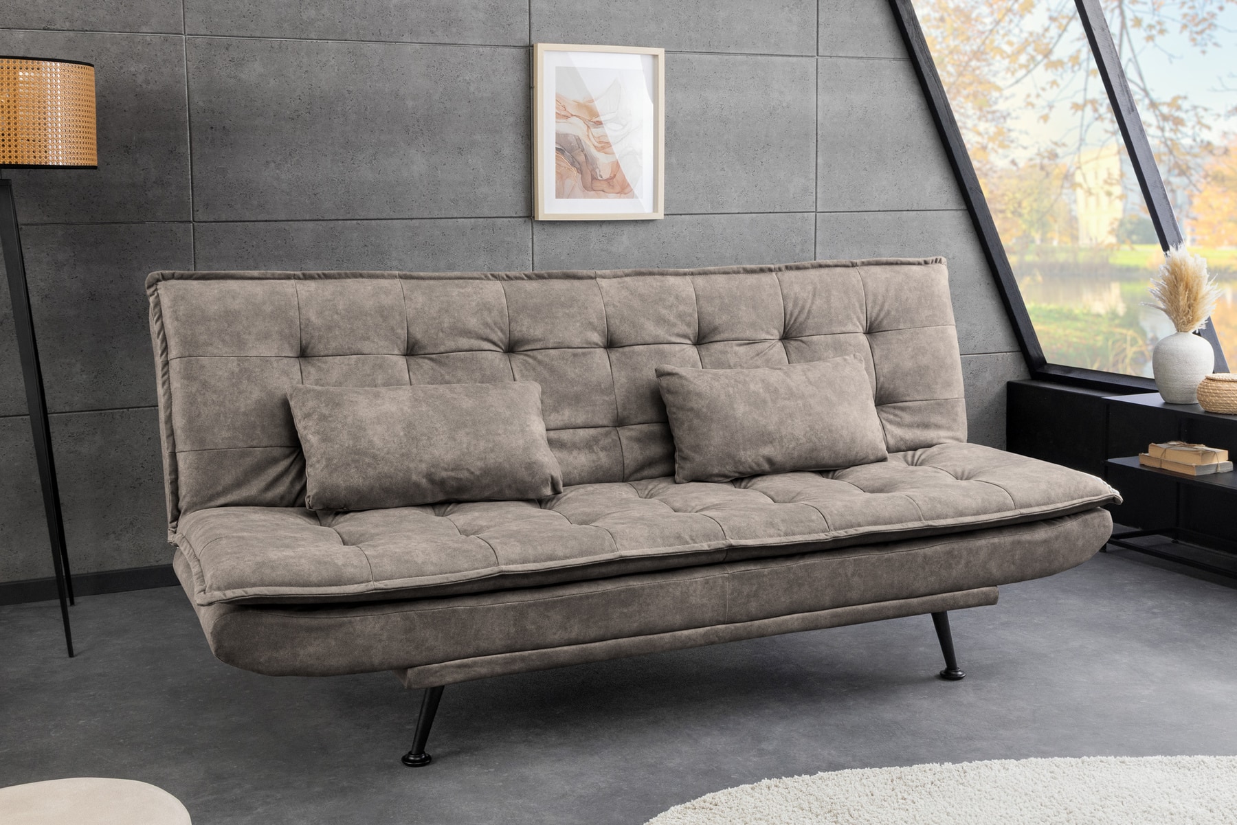 Modernes Schlafsofa JAZZ 190cm antik taupe Microfaser 3-Sitzer Couch