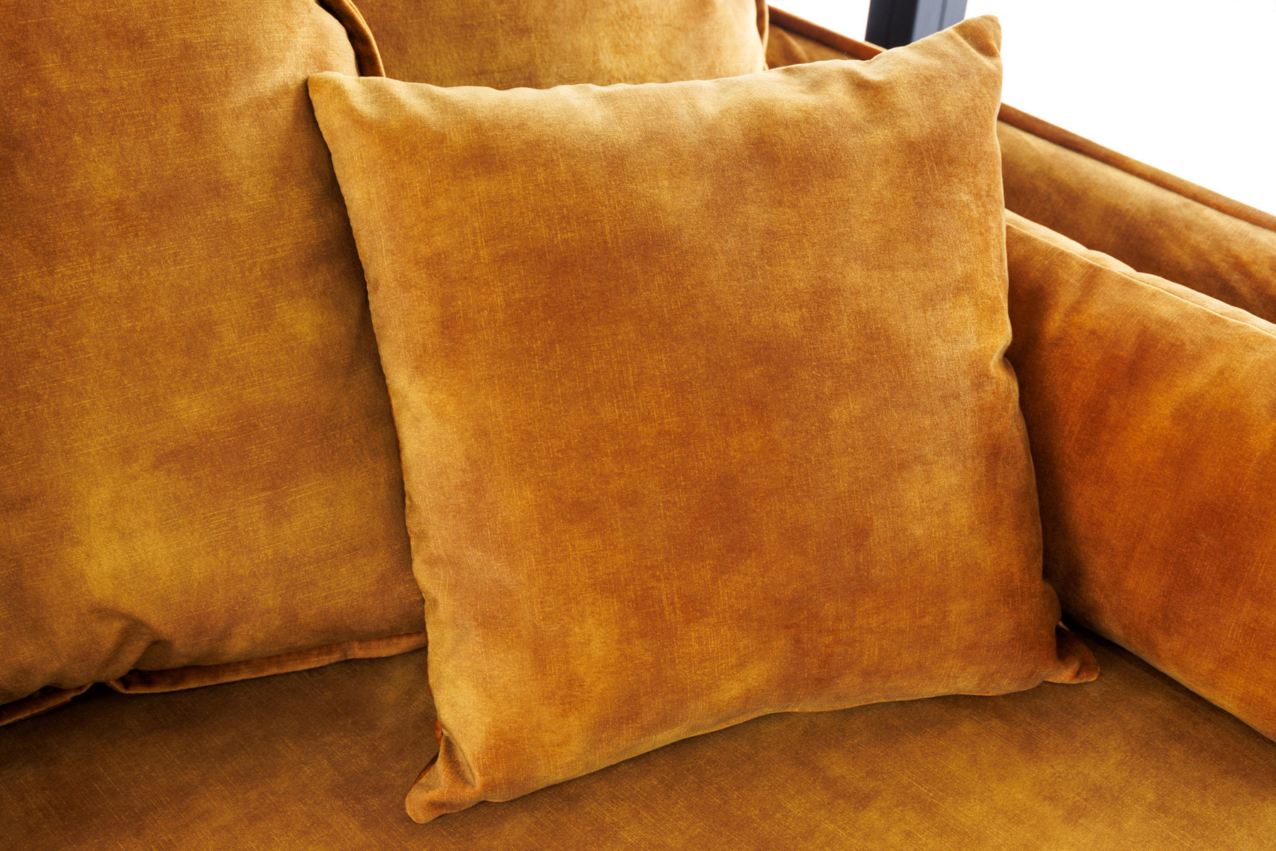 Großes 3-Sitzer Sofa HEAVEN 200cm senfgelb Samt Federkern waschbarer Bezug Hussensofa Couch