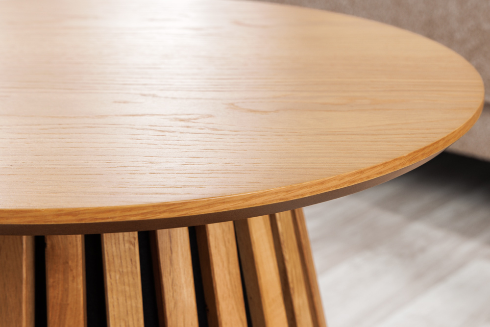 Runder Couchtisch VALHALLA WOOD 50cm natur Eichenholz Säulenfuß