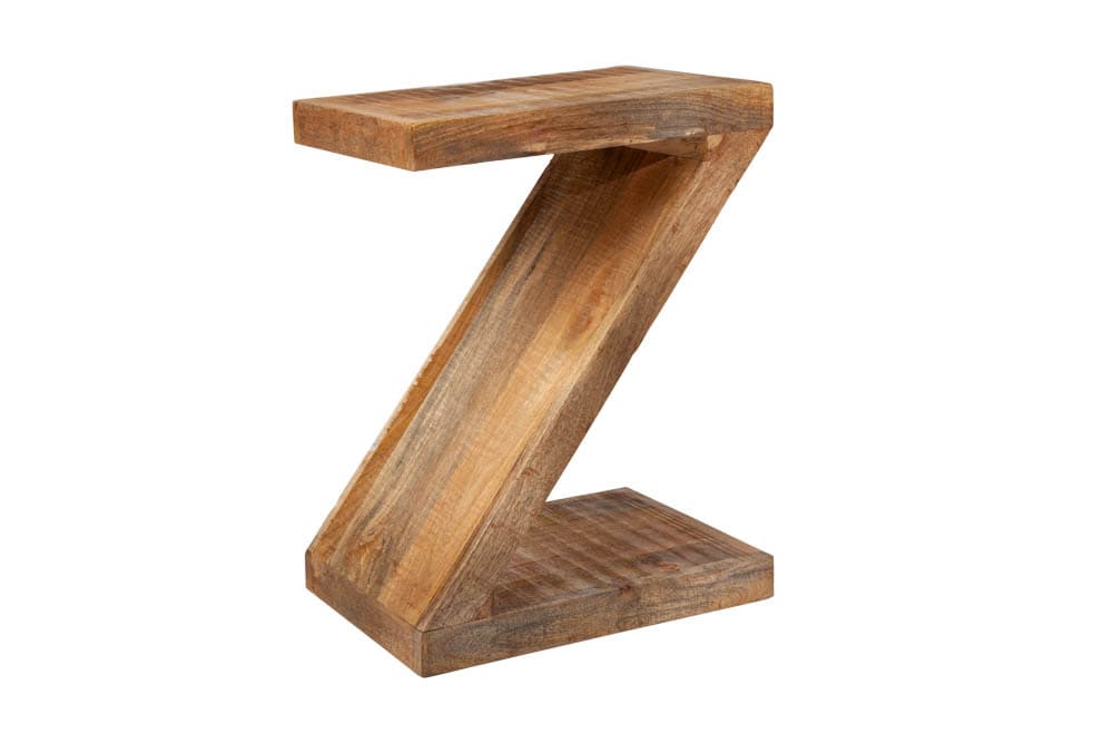 Massiver Beistelltisch Z 45cm Mangoholz Z-Form in Handarbeit gefertigt