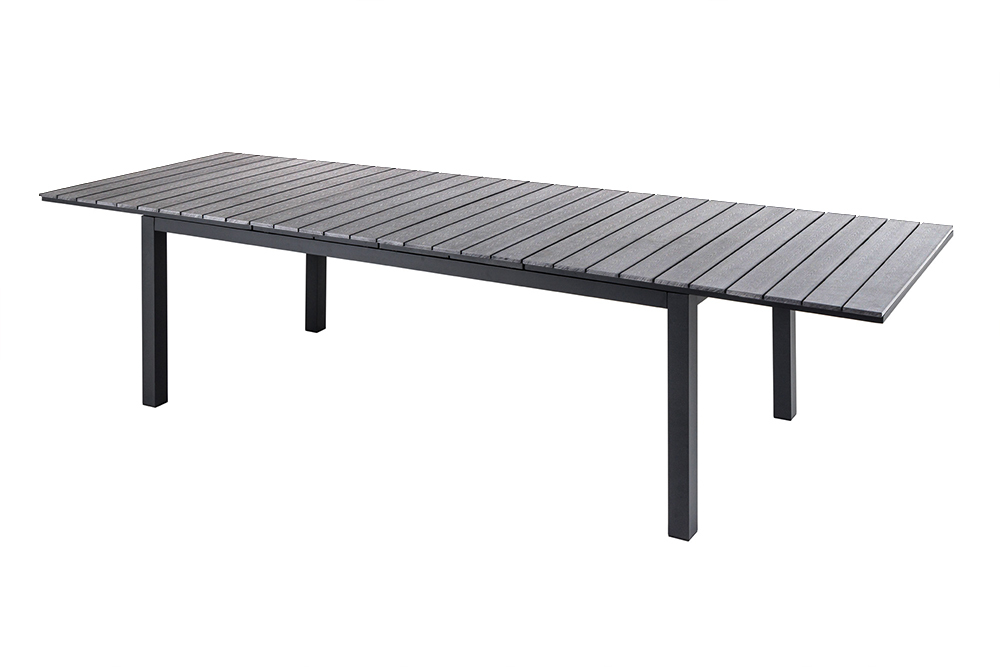 Ausziehbarer Gartentisch DESIGNO 200-250-300cm grau Aluminium In- und Outdoor Esstisch