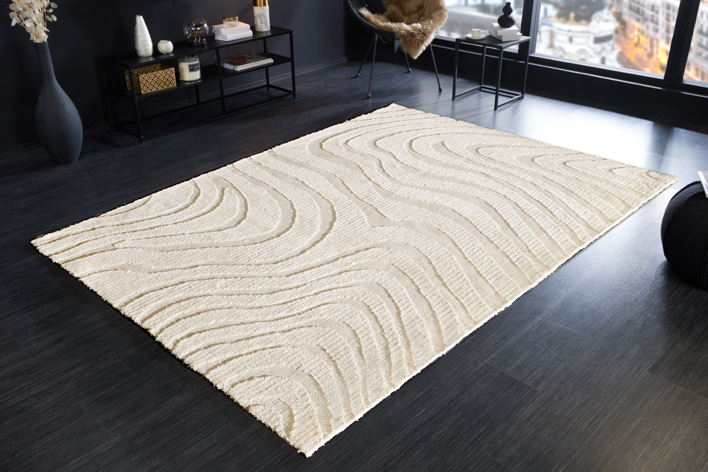 Design Teppich WAVE 240x170cm creme beige 3D-Effekt