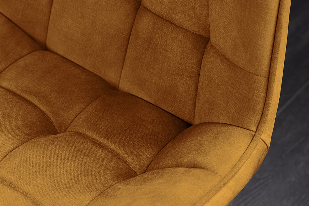 Design Stuhl ROADSTAR senfgelb Samt schwarze Metallbeine