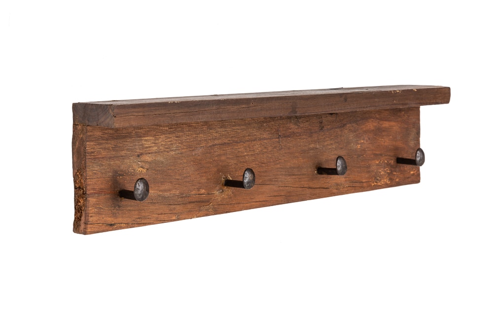 Massive Wandgarderobe HEMINGWAY 60cm natur recyceltes Teakholz mit Ablage