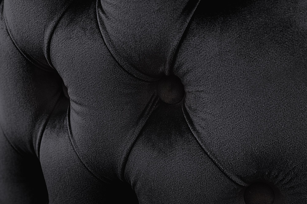 Chesterfield Stuhl CASTLE DELUXE schwarz Samt mit Löwenkopf Nieten