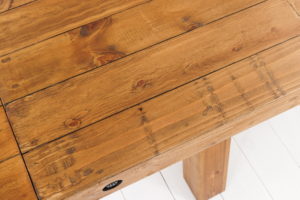 Massiver Esstisch FINCA 300-400cm vintage braun verlängerbar Pinienholz Bohlenoptik