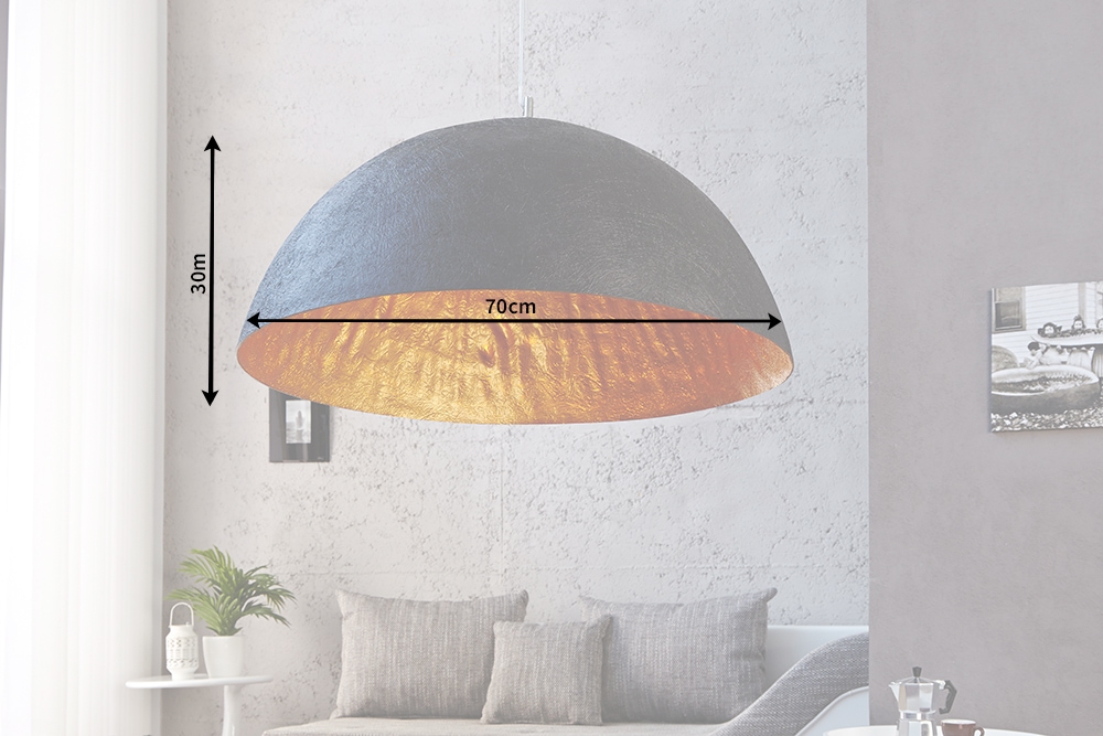Elegante Design Hängeleuchte GLOW 70cm schwarz gold Hängelampe