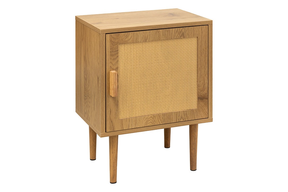 Design Nachttisch VIENNA 60cm natur Rattan Geflecht Beistelltisch mit Stauraum