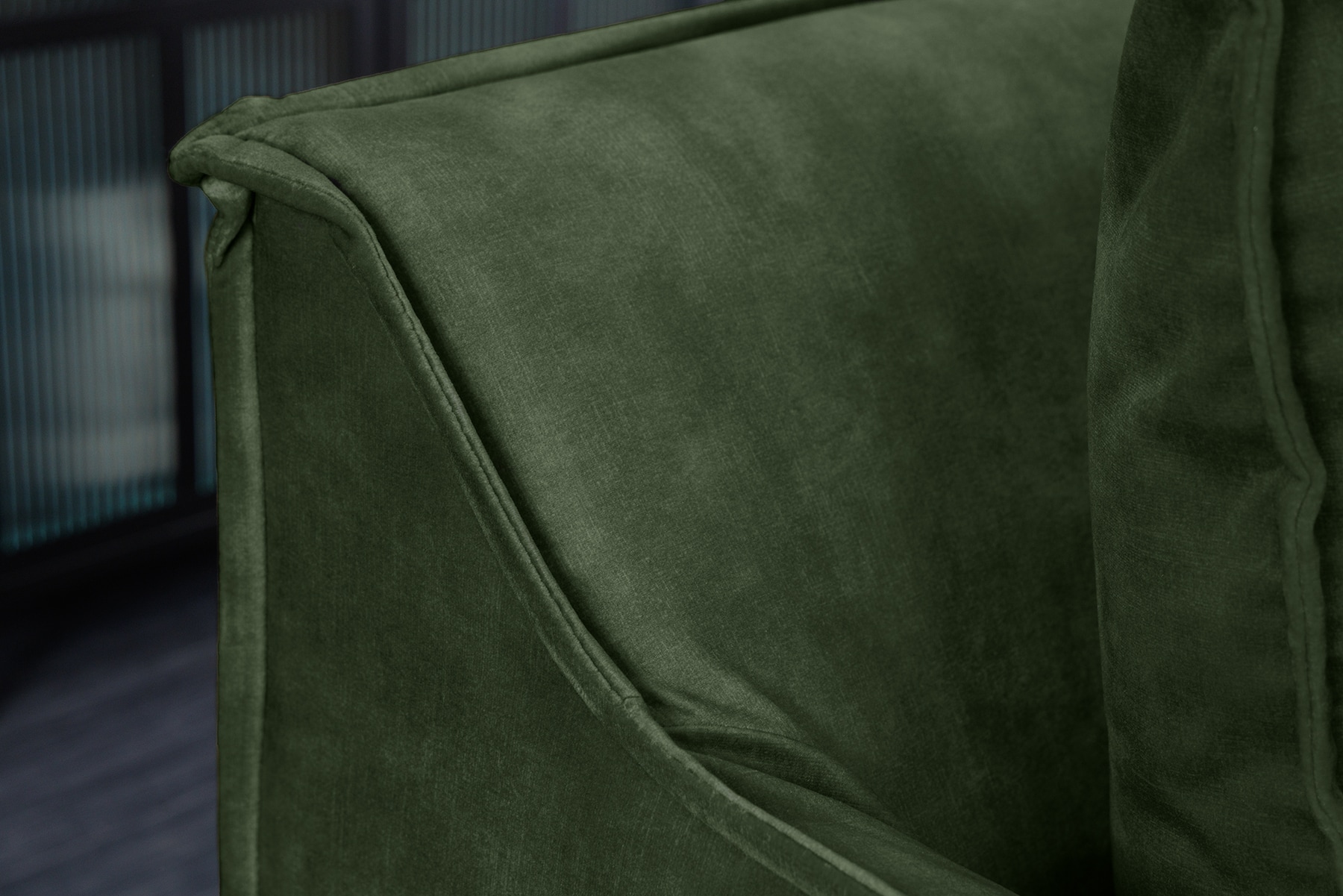 Großes 3-Sitzer Sofa HEAVEN 200cm dunkelgrün Samt Federkern waschbarer Bezug Hussensofa Couch