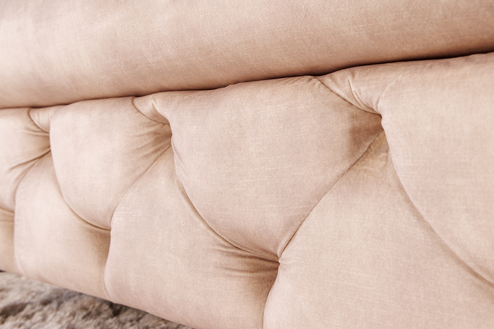 Chesterfield Sitzhocker MODERN BAROCK 90cm champagner Samt Fußhocker