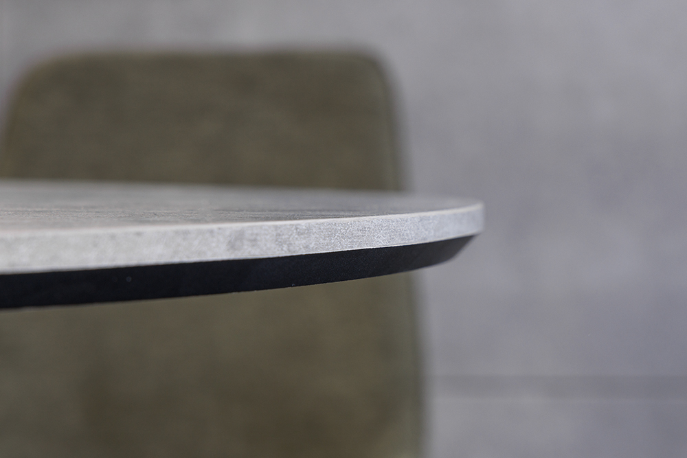 Runder Esstisch ATELIER 120cm grau Beton-Design schwarz Metall