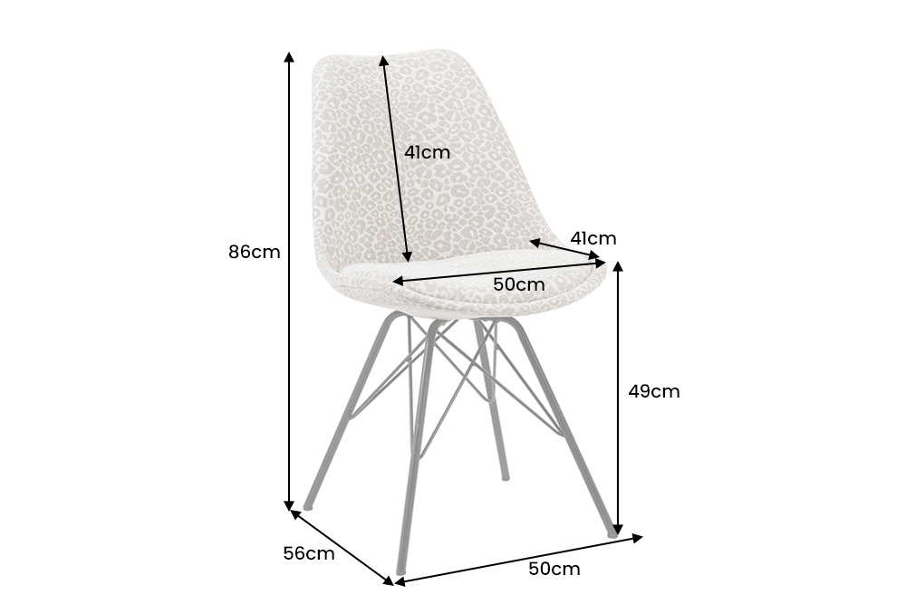 Design Stuhl SCANDINAVIA MEISTERSTÜCK beige grau Chenille schwarz Metallgestell