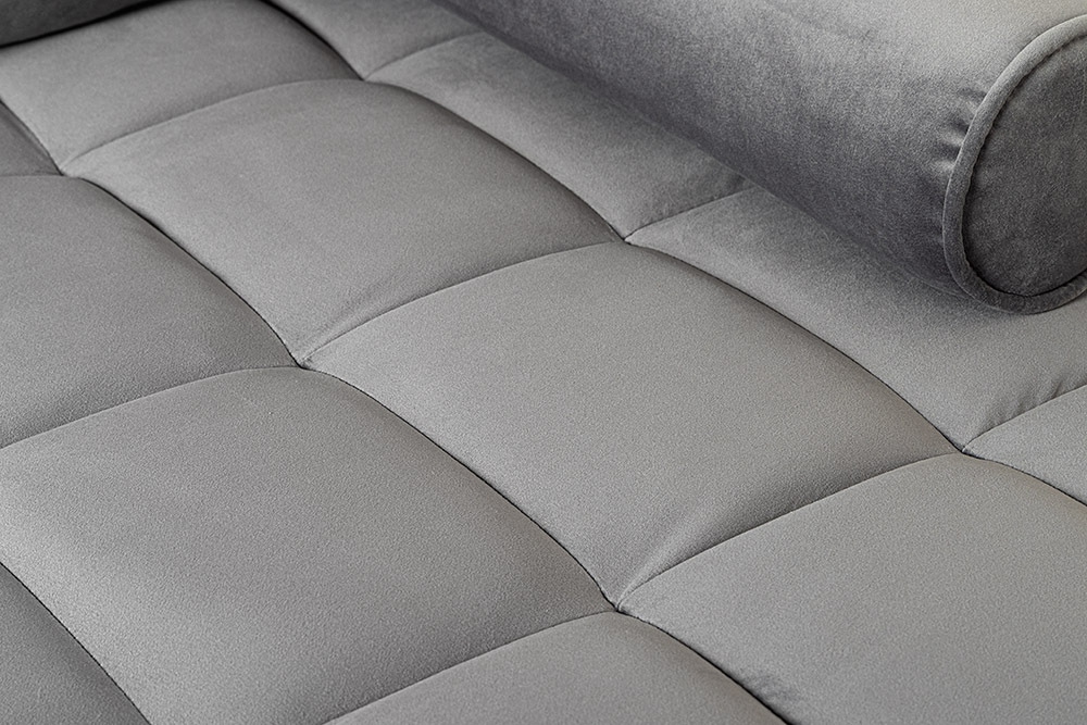 Elegantes Ecksofa COZY VELVET 260cm grau Samt Federkern 3-Sitzer
