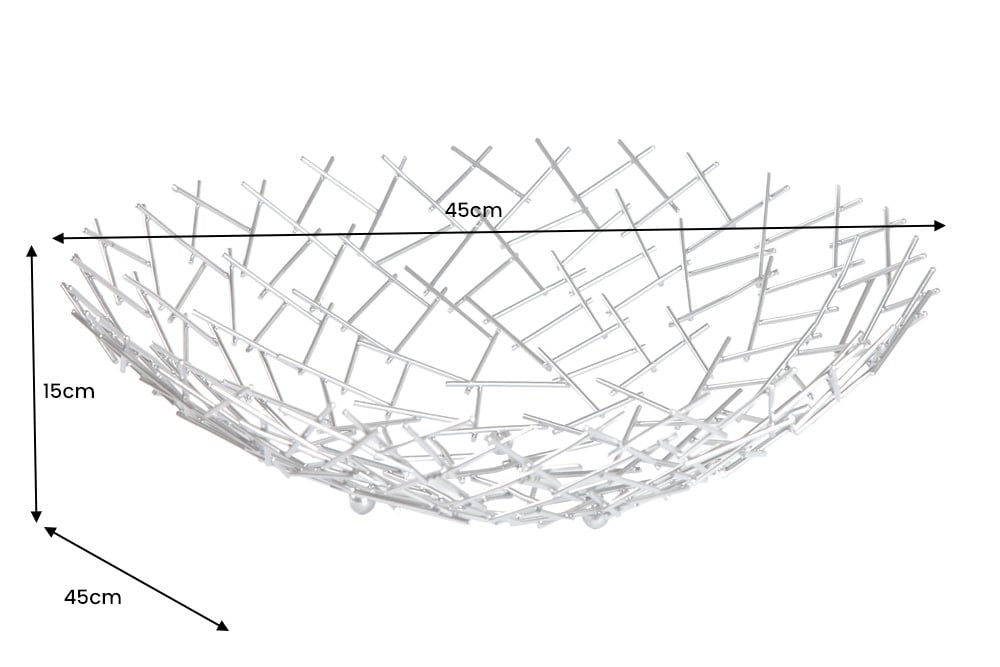 Design Schale STRUCTURE 45cm silber pulverbeschichtetes Metall