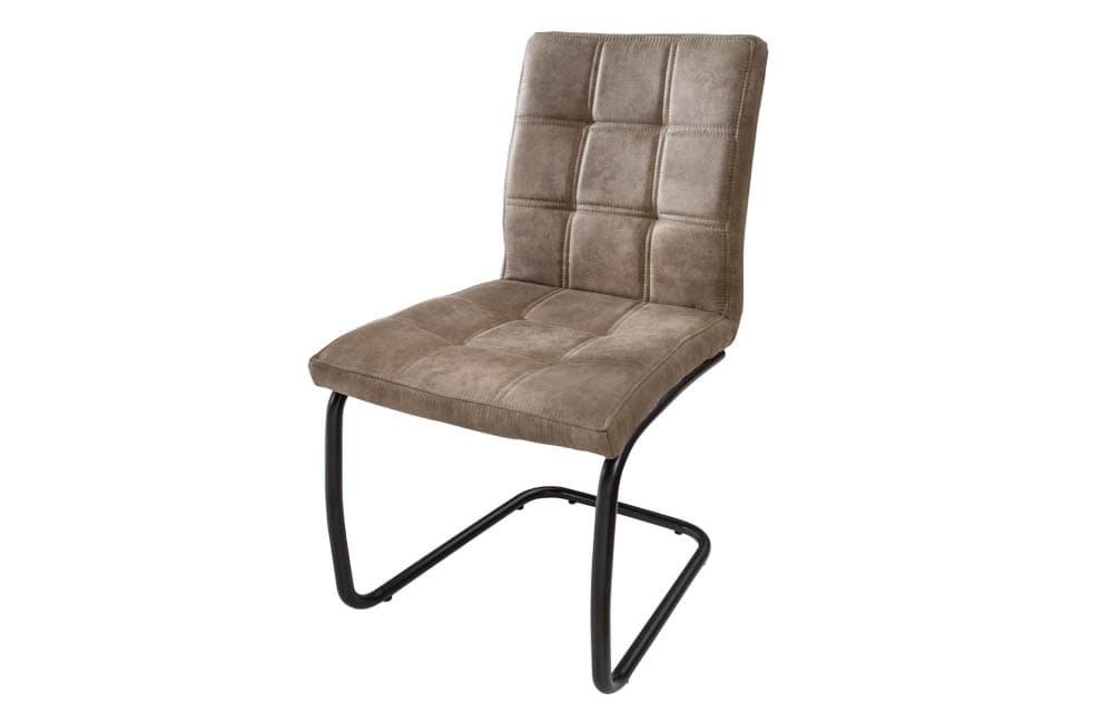 Industrial Freischwinger Stuhl MODENA vintage taupe mit Ziersteppung