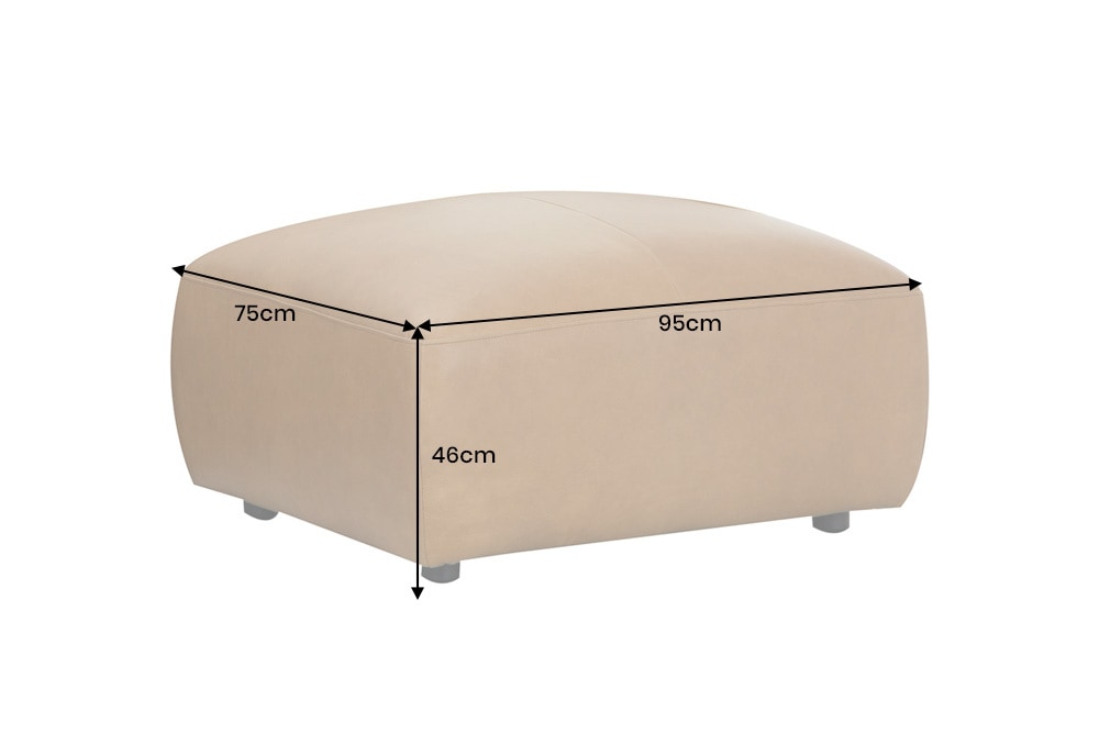 Echtleder Hocker BIG GEORGE 95cm cognac Nosagfederung Taschenfederkern