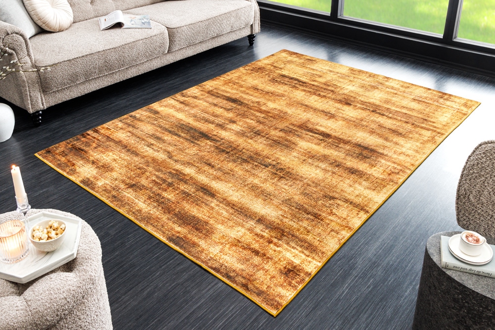 Moderner Teppich SOFT TOUCH 230x160cm senfgelb gold Kurzflor Indoor-Teppich