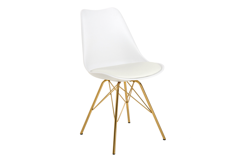 Design Stuhl SCANDINAVIA MEISTERSTÜCK weiß goldene Beine