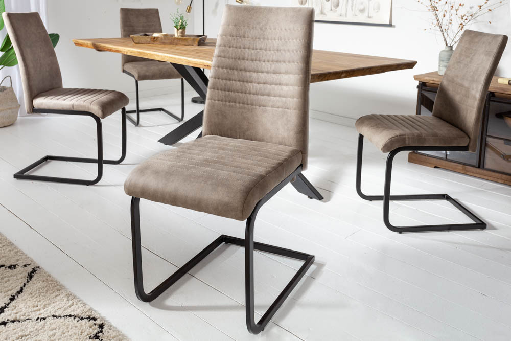 Industrial Freischwinger Stuhl APARTMENT antik taupe mit Metallgestell