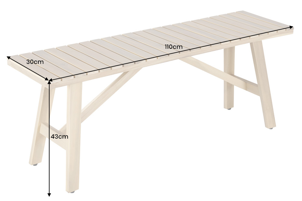 In- und Outdoor Sitzbank BALI 110cm natur hell Akazienholz wetterfest Balkonbank