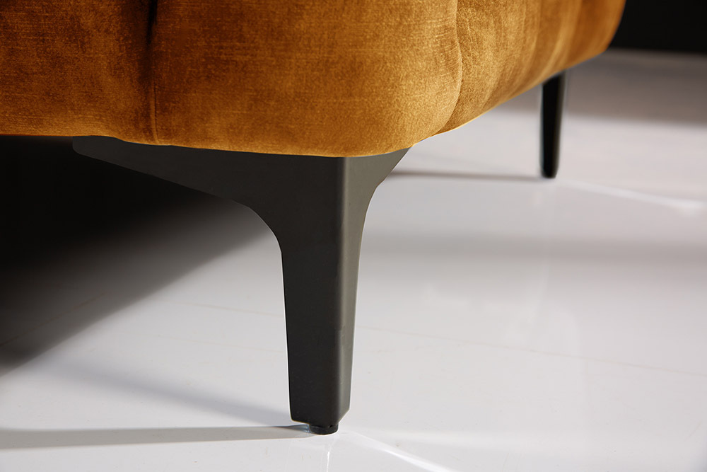 Chesterfield Hocker MODERN BAROCK 90cm senfgelb Samt Sitzhocker Fußhocker