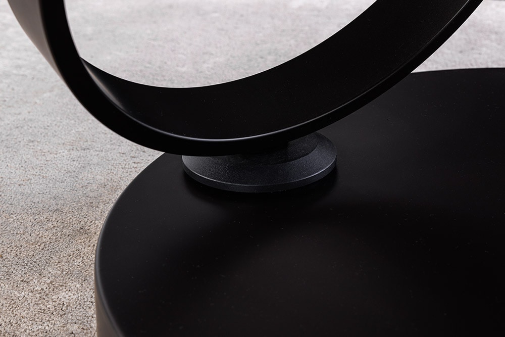 Design Couchtisch DANCING RINGS weiß rund drehbar Marmor Keramik schwarz Metall