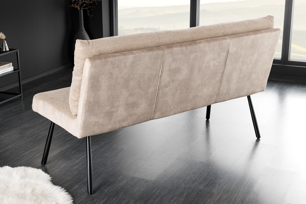 Moderne Sitzbank BIG GEORGE 160cm champagner beige Samt Strukturstoff Taschenfederkern