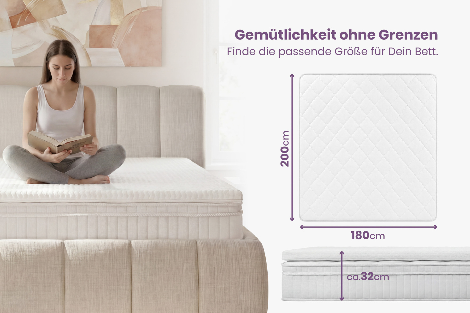 Ergonomische Matratze mit Topper CLOUD FLEX 180x200cm Tonnentaschenfederkern 7-Zonen