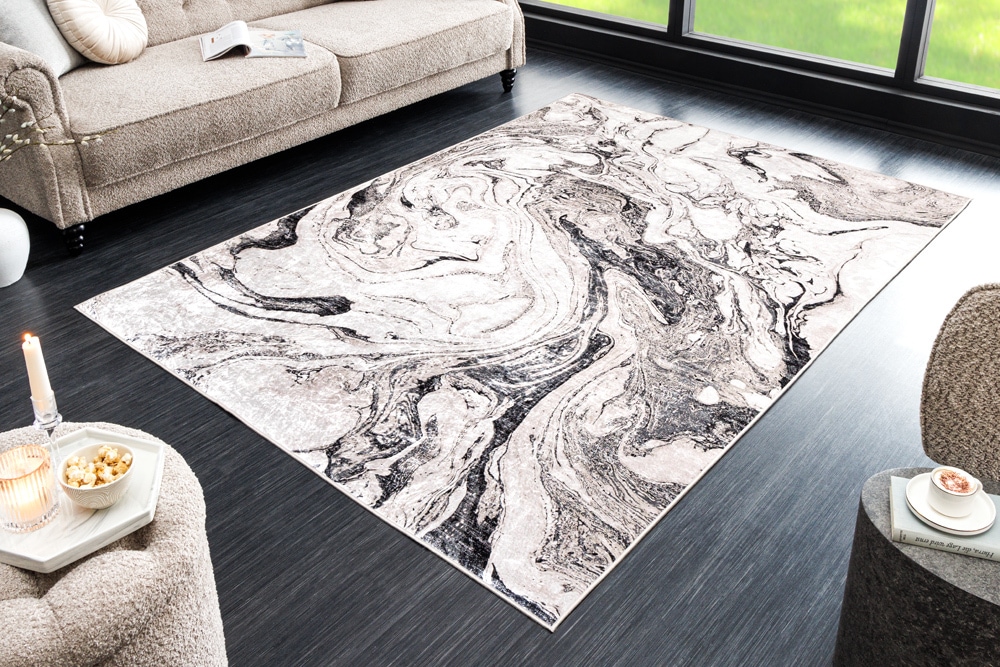 Design Teppich ART RUGS 230x160cm weiß grau Flachgewebe Indoor