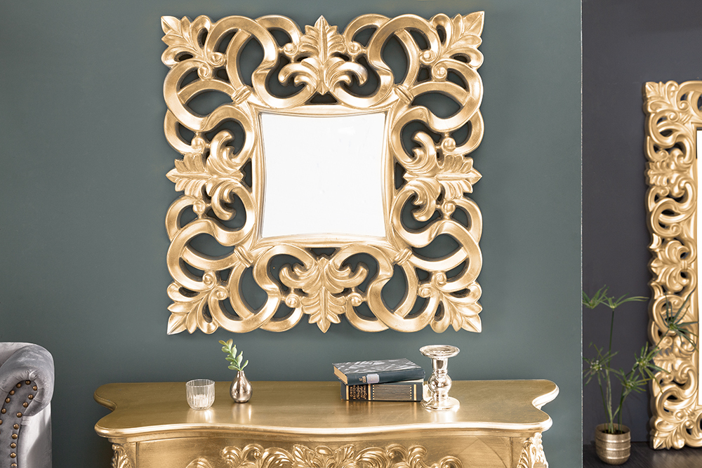 Eleganter Wandspiegel VENICE 75x75cm gold antik Barockstil
