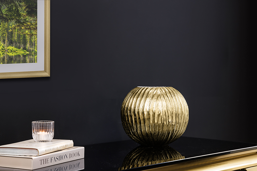Handgefertigte Deko-Vase ELEGANCE 25cm gold antik Hammerschlag Design