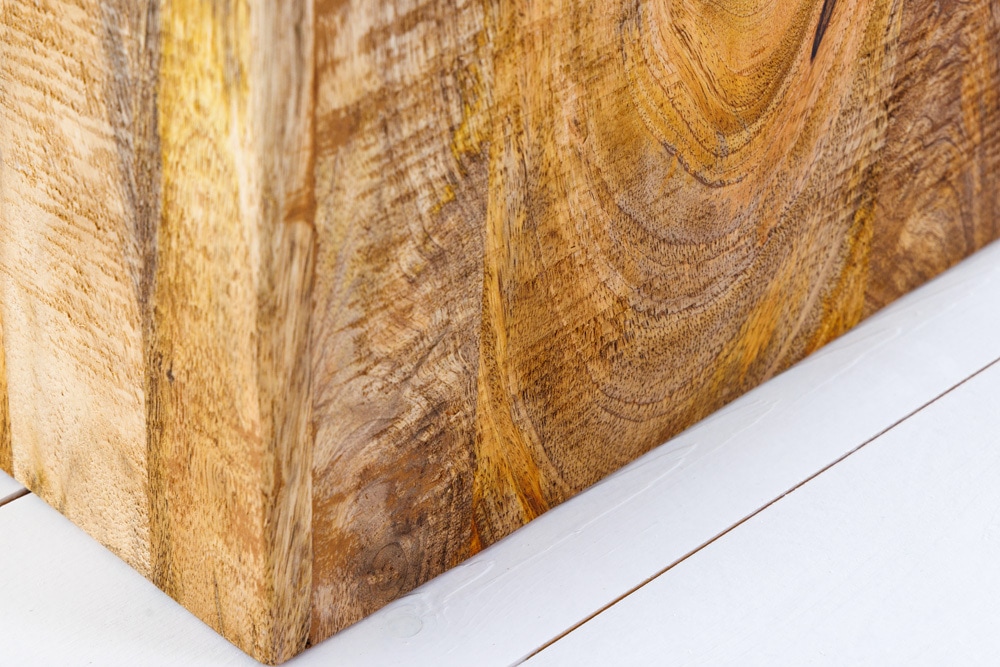 Massives 2er Set Beistelltisch CURACAO 45cm natur Mangoholz Würfel handmade Couchtisch